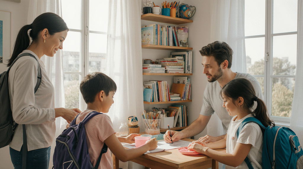 create a back-to-school routine that works for my family in a small apartment