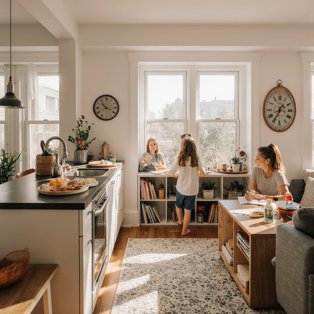 create a back-to-school routine that works for my family in a small apartment
