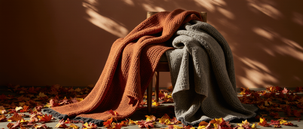 cozy throw blankets in autumn