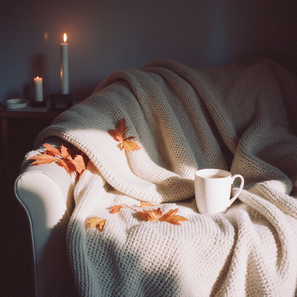 cozy throw blankets in autumn